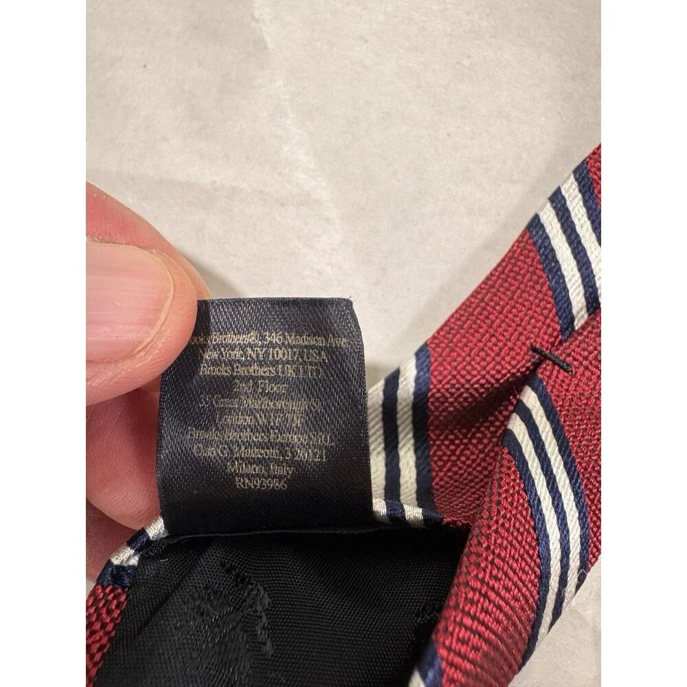 NWOT Brooks Brothers Silk Tie USA Made Red/White/Blue Stripes 58